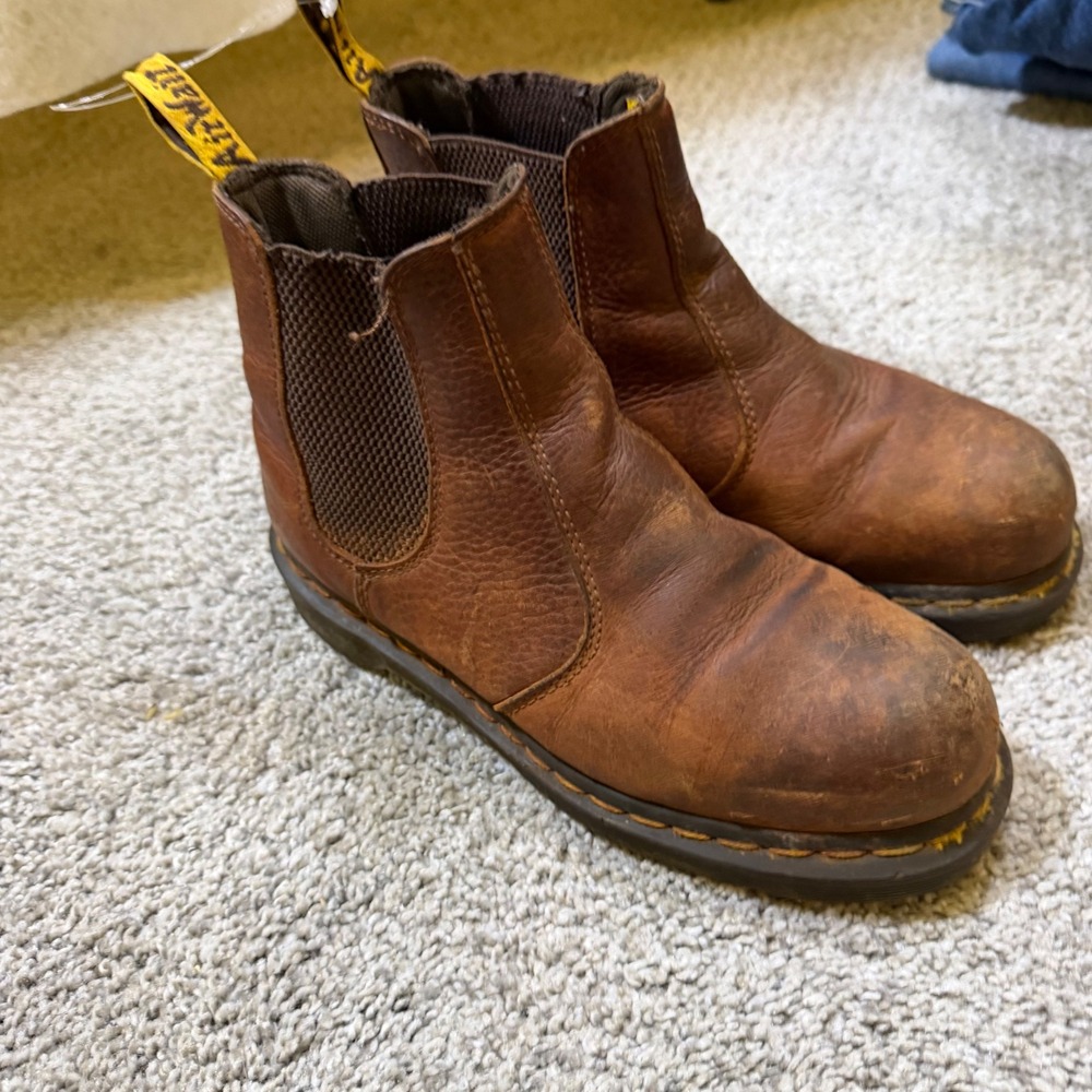 Dr. Martens Arbor ST Teak Leather Steel Toe Chelsea Work Boots AW004 Womens 7